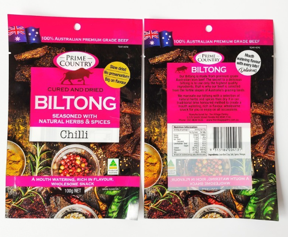 Customized Printing Flat Pouch For Biltong Packaging